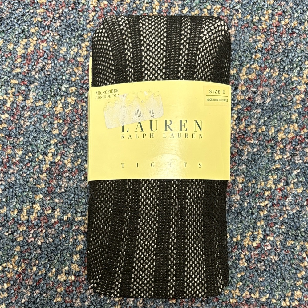 New Lauren Ralph Lauren Black microfiber control top tights size C